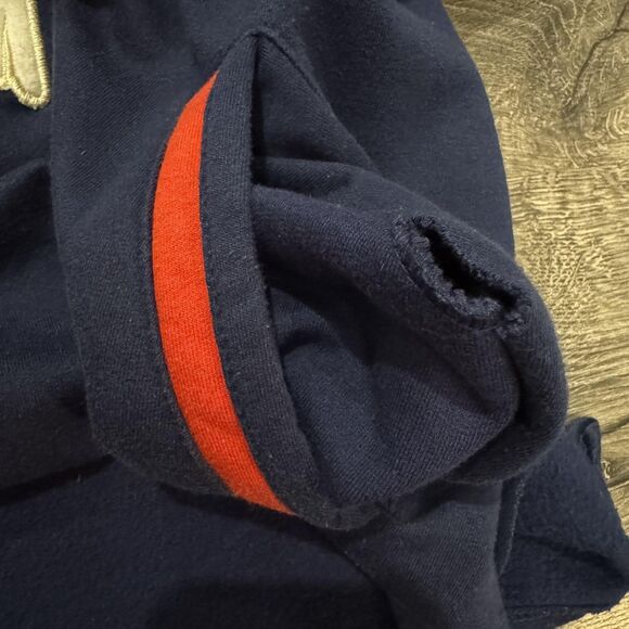 Vintage 90s Sport Sweatshirt Quarter Zip Fleece Mens 38 M Navy Red Made in USA - Picture 4 of 10